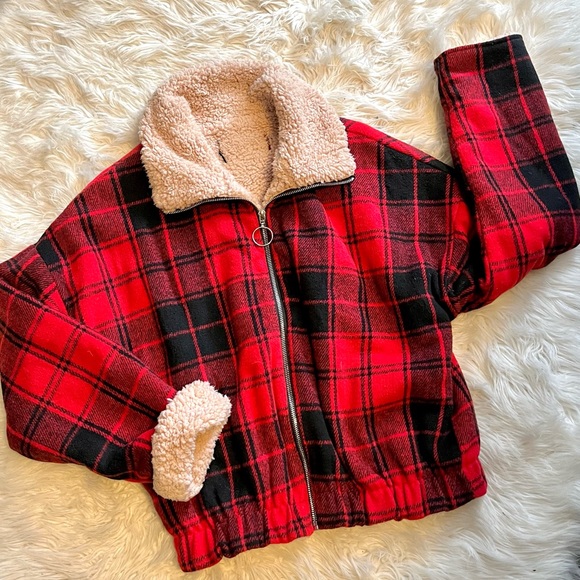 Buffalo check jacket with faux Shearling - Picture 3 of 4